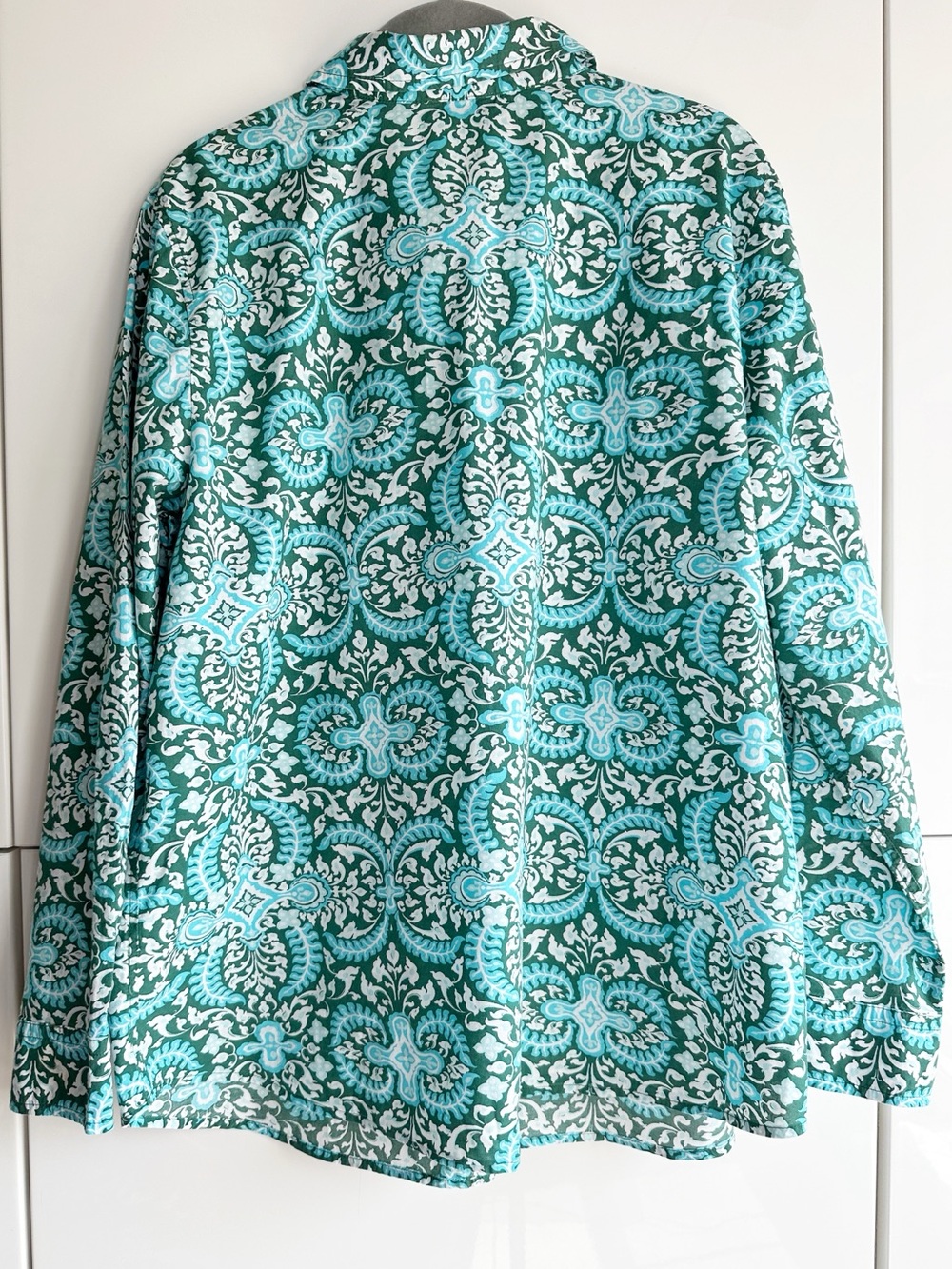 Talbots Floral Button Down Shirt Blue Green Size XL Lightweight Summer Colorful - Picture 4 of 6